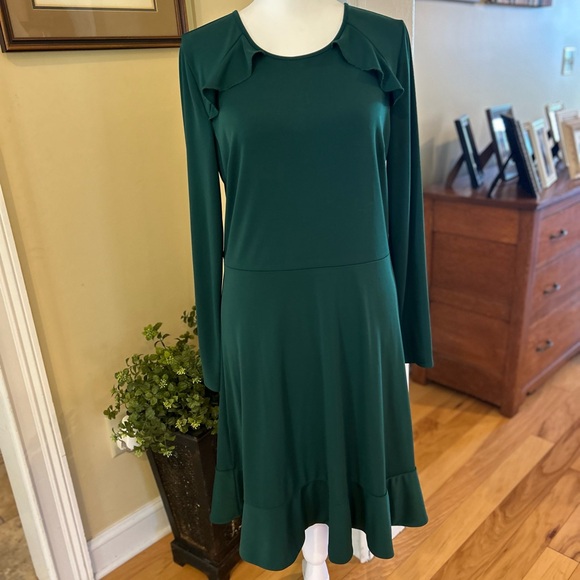 Ann Taylor Forest Green Long Sleeve Dress - Picture 1 of 11